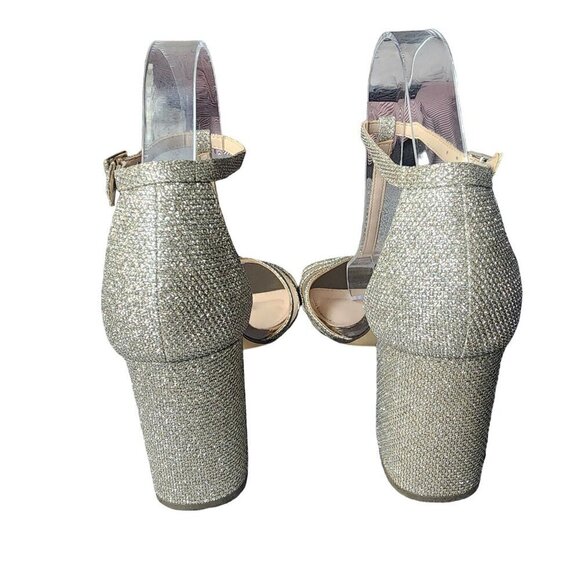 Nina Haviva Block Heel Dress Sandal Sparkle Gold Metallic Women's Size 8M - Picture 5 of 13
